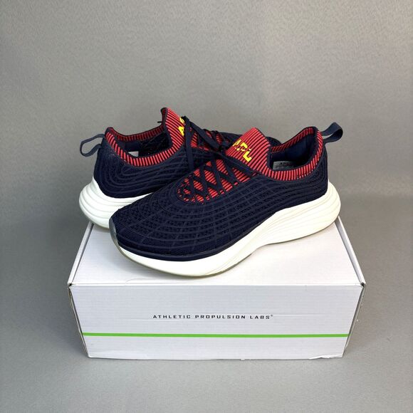 Womens Sz 7 APL Sneakers Shoes Techloom Zipline Navy Red Ribbed Running Athletic - Picture 2 of 16